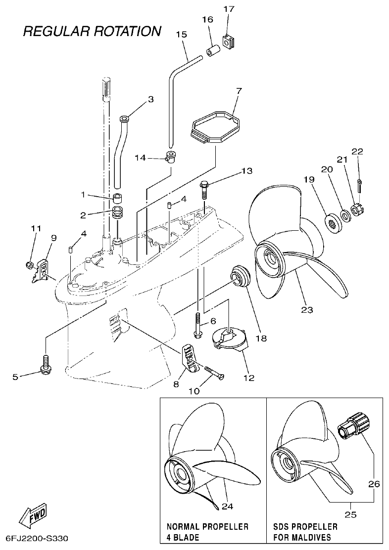 Yamaha F250HET, FL250HET LOWER CASING & DRIVE 2 parts diagram